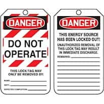 Accuform MLT406PTP Tag, Danger Do Not Operate (white Block), 5 7/8" X 3 3/8" Rv-plastic Accuform MLT406PTP Tag, Danger Do Not Operate (white Block), 5 7/8" X 3 3/8" Rv-plastic