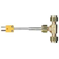 Digi-Sense Type-K, Flow-Through Probe, 1 / 4" OD Tubing, 3.375" L, Grounded , Mini-Connector, Digi-Sense Type-K, Flow-Through Probe, 1 / 4" OD Tubing, 3.375" L, Grounded , Mini-Connector,