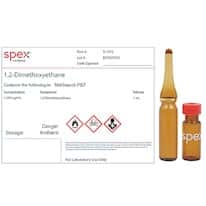 Spex S-1572 1,2-Dimethoxyethane, 1,000 µg/mL in Methanol-P&T; 1 mL Spex S-1572 1,2-Dimethoxyethane, 1,000 µg/mL in Methanol-P&T; 1 mL