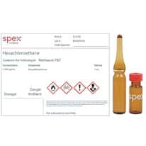 Spex S-2155 Hexachloroethane Organic Standard, 1,000 µg/mL in Methanol-P&T; 1 mL Spex S-2155 Hexachloroethane Organic Standard, 1,000 µg/mL in Methanol-P&T; 1 mL