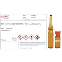 Spex ECS-A-015 Volatile Main Mix 1, 2,000 µg/mL in Methanol-P&T, 1.5 mL; 1/EA Spex ECS-A-015 Volatile Main Mix 1, 2,000 µg/mL in Methanol-P&T, 1.5 mL; 1/EA