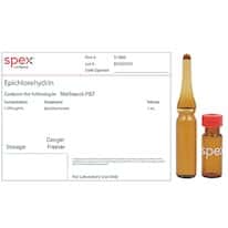 Spex S-1860-PK Epichlorohydrin Organic Standard, 1,000 µg/mL in Methanol-P&T; 1 mL; 4/pk Spex S-1860-PK Epichlorohydrin Organic Standard, 1,000 µg/mL in Methanol-P&T; 1 mL; 4/pk