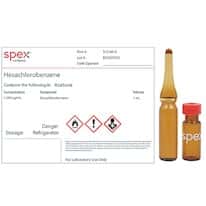 Spex S-2140-A-PK Hexachlorobenzene Organic Standard, 1,000 µg/mL in Acetone; 1 mL; 4/pk Spex S-2140-A-PK Hexachlorobenzene Organic Standard, 1,000 µg/mL in Acetone; 1 mL; 4/pk