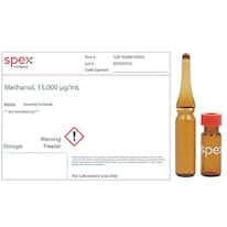 Spex USPS2380-DMSO-PK Methanol USP <467> Residual Solvent Standard, 15,000 µg/mL; 1 mL; 4/pk Spex USPS2380-DMSO-PK Methanol USP <467> Residual Solvent Standard, 15,000 µg/mL; 1 mL; 4/pk