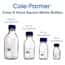 Cole-Parmer Glass Media Bottles, Class A, Square, 100 mL (3.4 oz); 10/PK Cole-Parmer Glass Media Bottles, Class A, Square, 100 mL (3.4 oz); 10/PK