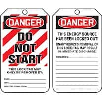 Lock Out/Tag Out; Danger - Do Not Start Lock Out/Tag Out; Danger - Do Not Start