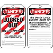 Lock Out/Tag Out; Danger - Locked Out - Do Not Operate Lock Out/Tag Out; Danger - Locked Out - Do Not Operate