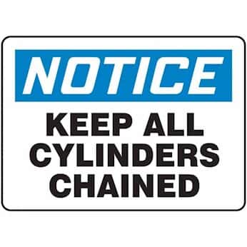 Accuform MCPG825VP Safety Sign, Notice - Keep All Cylinders Chained, 10 ...