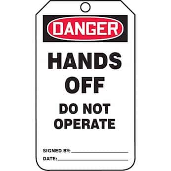Hand Off Tagging Accuform MDT227PTP Tag, Danger Hands Off Do Not Operate, Back B, 5 7/8 ...