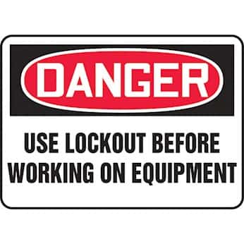 Accuform MLKT016VP Safety Sign, Danger Use Lockout Before Working On Equipment, 10x14 Plastic