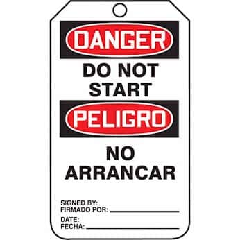 DANGER DO NOT START (ENGLISH/SPANISH-MEXICAN) (50 Pack)