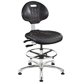 Bevco 7551-BLK Tall Height Polyurethane Chair, Black, Polished Aluminum Base, Articulating Seat & Back Tilt