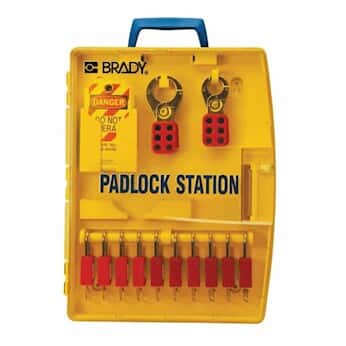 Brady 105930 Ready Access Padlock Station Kit; 10 Keyed-Different Padlocks