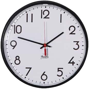 Cole Parmer Analog Wall Clock Black Frame White Face Battery