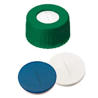 Cole-Parmer Short Thread Cap, 9mm, Open Green Polypropylene, Silicone ...