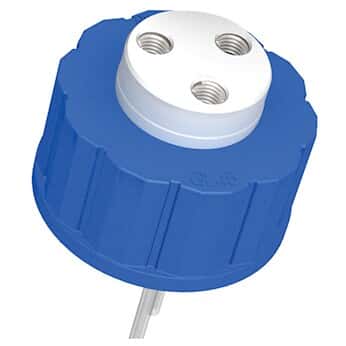 Diba Omnifit® Q-Series Solvent Bottle Cap, GL45, 3 UNF(F) ports without valves, blue; 1/ea