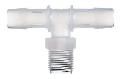 Masterflex Fitting Hdpe Tee Hose Barb To Threaded Adapter 1 4 Id X 1 4 Id X 1 2 Npt M 10 Pk From Cole Parmer