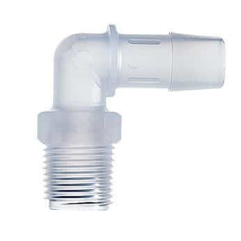 Masterflex Fitting Natural Polypropylene Elbow Hose Barb To Threaded Adapter 1 2 Id X 3 8 Npt M 100 Pk From Masterflex