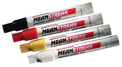 Mean Streak Marking Stick 6-Pack - Broad Tip Yellow Industrial Marker, Writes On Wet/Oily Surfaces