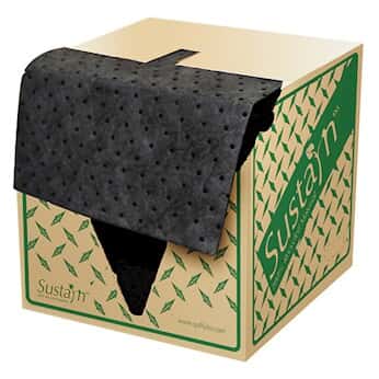 NPS Sustayn by Spilfyter Recycled Universal Black Heavyweight Perforated Spill Pad, 16