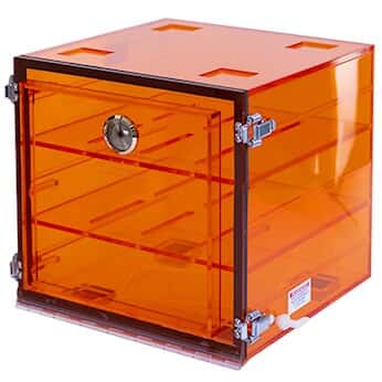 Plas-Labs 860-CGA Acrylic Desiccator with Gas Port, Amber; 12