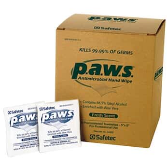 Safetec 34400 Antimicrobial Hand Cleaning Wipes, Individually Packaged; Box of 100