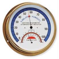 Abbeon HTAB-176 Humidity and Temperature Dial Indicator with White Face and Brass Case