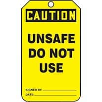 Accuform MCGT225CTP Tag, Caution Unsafe Do Not Use, Back A, 5 7/8" X 3 1/8", PF-Cardstock