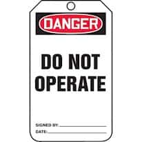 Accuform MDT112CTP Tag, Danger Do Not Operate, Back A, 5 7/8" X 3 1/8", PF-Cardstock