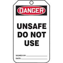 Accuform MDT126CTP Tag, Danger Unsafe Do Not Use, Back A, 5 7/8" X 3 1/8", PF-Cardstock