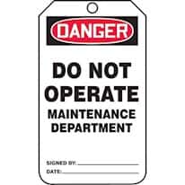 Accuform MDT206CTP Prevention Tags, Danger Do Not Operate, Back B, 5.8" x 3.1", Cardstock; 25/Pk