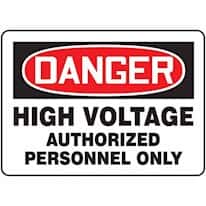 Accuform MELC135VS Sign, Danger-High Voltage Auth. Personnel Only, 7x10", Adhesive Vinyl; 1/Pk