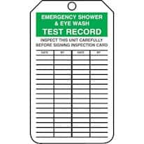 Accuform MGT207CTP Tag, Emergency Shower & Eye Wash Test Record, 5 7/8" X 3 1/8", PF-Cardstock