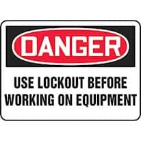 Accuform MLKT016VP Safety Sign, Danger Use Lockout Before Working On Equipment, 10x14 Plastic