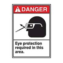Accuform MRPE108VS ANSI Sign, Danger-Eye Protection Required, 10" x 14", Adhesive Vinyl