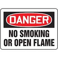 Accuform MSMK050VA Safety Sign, Danger - No Smoking Or Open Flame, 10" X 14", Aluminum