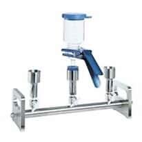 Advantec 353130 Vacuum Filtration Manifold; Stainless Steel, 3-Branch with 3-Way Valves