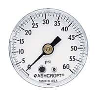 Ashcroft Utility Gauge, 0 to 100 psi, 1 1/2" Dial, Back Connection