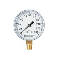 Ashcroft Utility Gauge, 0 to 200 psi, 2 1/2" Dial, Bottom Connection