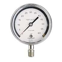 Ashcroft Test Gauge, Model 1084, 3" Dial, 316L Stainless Steel, 1/4" NPT(M) Lower Mount, 0 to 30 psi