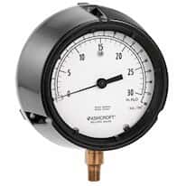 Ashcroft 4.5" Low-Pressure Brass Bellows Gauge, 0 to 30" WC