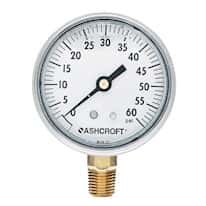 Ashcroft 30,052.5 Commercial Gauge with Bottom Connection, 0 to 15 psi, 2-1/2" Dial