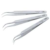 Aven Tools Precision Stainless Steel Tweezers, Fine Curved  Tips, 7-SA, 115 mm