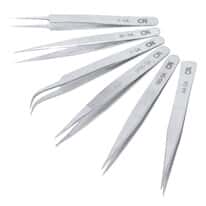 Aven Tools Precision Stainless Steel Tweezer Set of 6 w/ Pouch