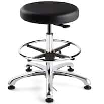 Bevco 3050E1V+ACF-18E BLACK Cleanroom Stool, ESD Vinyl, 15.5" to 20.5" height, aluminum base