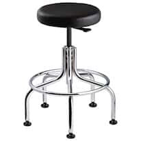 Bevco 3610C1V-BLACK Mid Height Cleanroom stool, vinyl, 25" to 30", chrome tubular steel base
