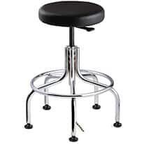 Bevco 3610E1V-BLACK Cleanroom stool, ESD vinyl, 24" to 29" height, 22" diameter chrome tubular steel