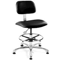Bevco 4550E3-BLK Tall Height ESD/ISO 6 Cleanroom Black Vinyl Chair; AL Base w/Adj. Footring