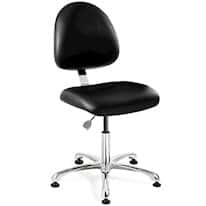 Bevco 9050M-C4 BLK Cleanroom Chair, Deluxe Vinyl, 17" to 22.25" height, ISO Class 7, aluminum base