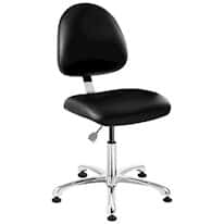 Bevco 9050ME1-BLK Desk Height ESD/ISO 4 Cleanroom Black Vinyl Chair; Medium Back; AL Base